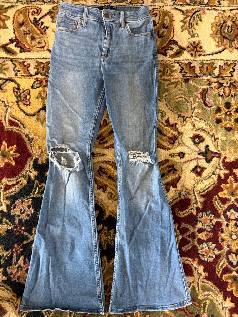 Hollister Light Blue Distressed Flare Jeans